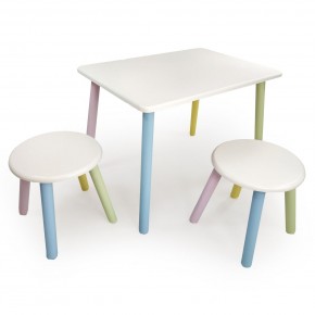 Детский комплект стол и два табурета круглых  (Белый, Белый, Цветной) в Игре - igra.mebel-74.com | фото