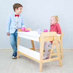 Комплект детской мебели уголок школьника 38 попугаев ( стол и стул «Kids»  комбо-белый, полки Домик белый, аква, мокко) растущий для роста 100-130 см, 3-10 лет в Игре - igra.mebel-74.com | фото