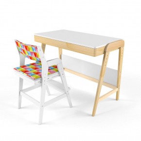 Комплект растущий стол и стул с чехлом 38 попугаев «Вуди» (Белый, Белый, Ромбы) в Игре - igra.mebel-74.com | фото