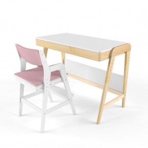 Комплект растущий стол и стул с чехлом 38 попугаев «Вуди» (Белый, Белый, Розовый) в Игре - igra.mebel-74.com | фото
