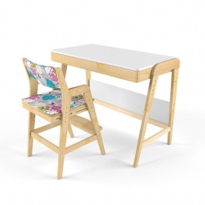 Комплект растущий стол и стул с чехлом 38 попугаев «Вуди» (Белый, Береза, Мечта) в Игре - igra.mebel-74.com | фото