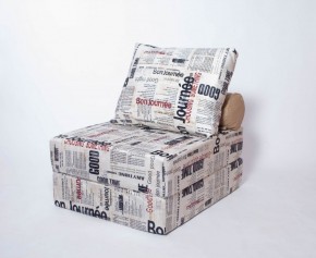 Кресло-кровать-пуф бескаркасное Прайм (Газета) в Игре - igra.mebel-74.com | фото