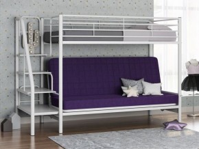 Кровать двухъярусная с диваном "Мадлен-3" (Белый/Фиолетовы) в Игре - igra.mebel-74.com | фото